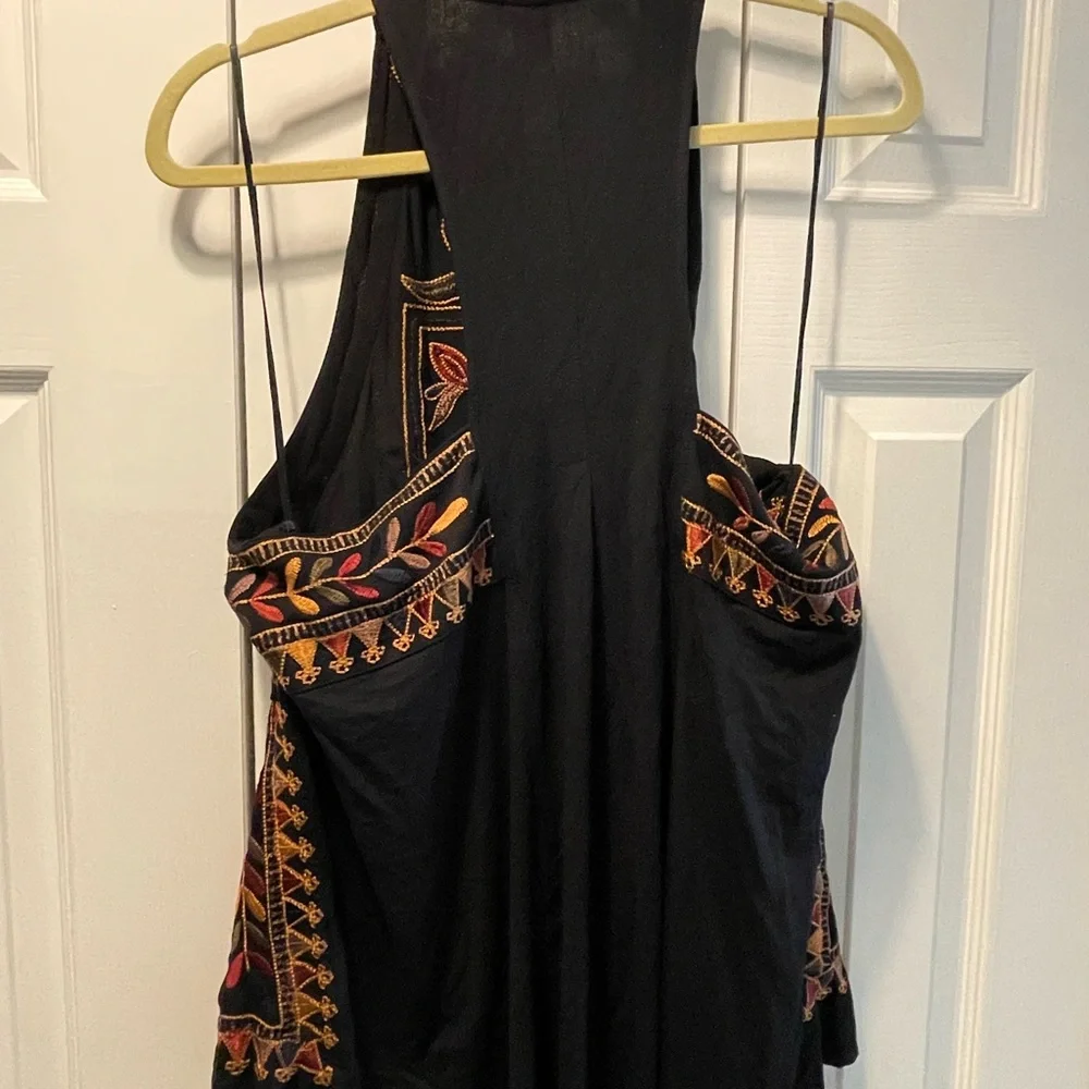 Free People Black and Gold Embroidered Tank Top - Picture 2 of 6